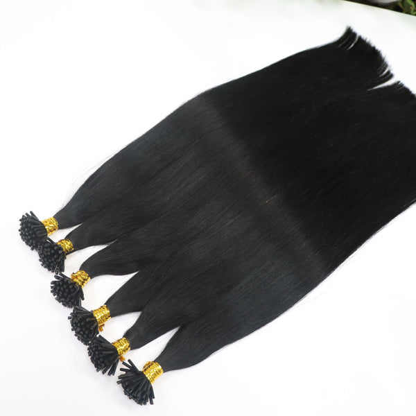 Keratin (Bonding), schwarz, 30 cm - 75 cm (12"-30"), glatt (straight)