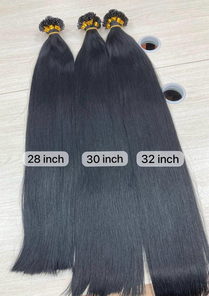 Keratin (Bonding), schwarz, 30 cm - 75 cm (12"-30"), glatt (straight)