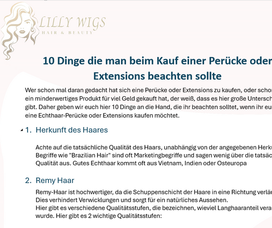 10 Dinge die man beim Kauf einer Perücke oder Extensions beachten sollte